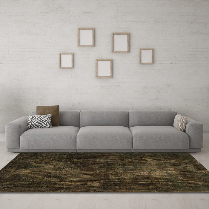 Machine Washable Abstract Brown Modern Rug in a Living Room,, wshabs2753brn