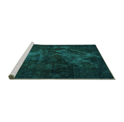 Sideview of Machine Washable Abstract Turquoise Modern Area Rugs, wshabs2753turq