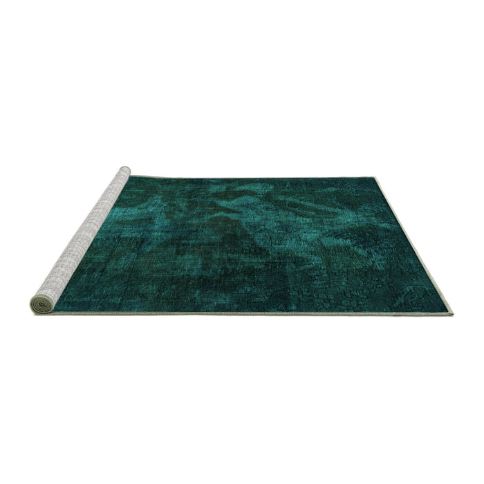 Sideview of Machine Washable Abstract Turquoise Modern Area Rugs, wshabs2753turq