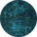 Round Abstract Light Blue Modern Rug, abs2753lblu