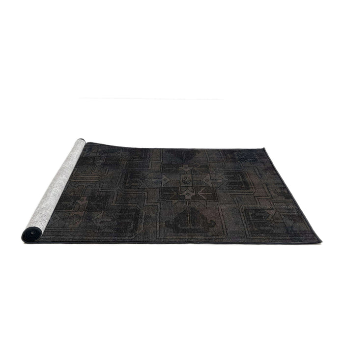 Sideview of Machine Washable Abstract Black Rug, wshabs2754
