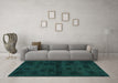 Machine Washable Persian Turquoise Bohemian Area Rugs in a Living Room,, wshabs2754turq