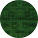 Round Machine Washable Persian Green Bohemian Area Rugs, wshabs2754grn