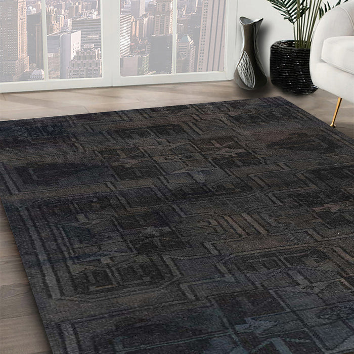 Machine Washable Abstract Black Rug in a Family Room, wshabs2754
