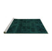 Sideview of Machine Washable Persian Turquoise Bohemian Area Rugs, wshabs2754turq