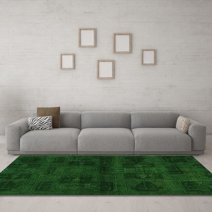 Machine Washable Persian Green Bohemian Area Rugs in a Living Room,, wshabs2754grn