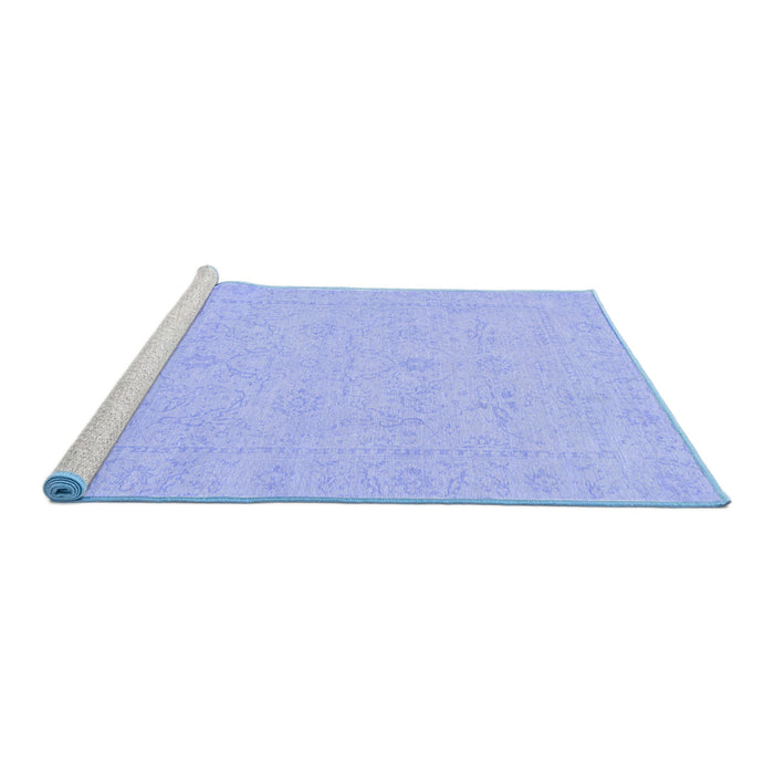 Sideview of Machine Washable Abstract Blue Modern Rug, wshabs2755blu