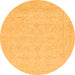 Round Machine Washable Abstract Orange Modern Area Rugs, wshabs2755org