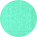 Round Abstract Turquoise Modern Rug, abs2755turq