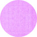 Round Machine Washable Abstract Purple Modern Area Rugs, wshabs2755pur