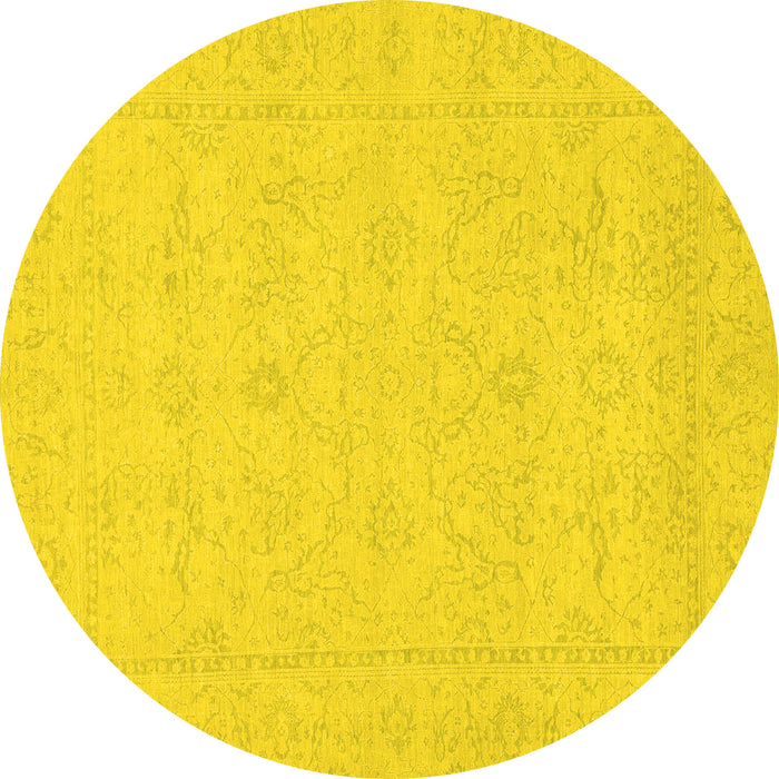 Round Abstract Yellow Modern Rug, abs2755yw