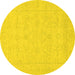 Round Abstract Yellow Modern Rug, abs2755yw