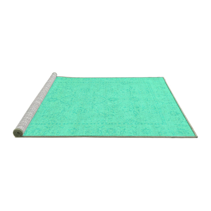 Sideview of Machine Washable Abstract Turquoise Modern Area Rugs, wshabs2755turq