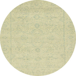 Round Machine Washable Abstract Brown Gold Rug, wshabs2755