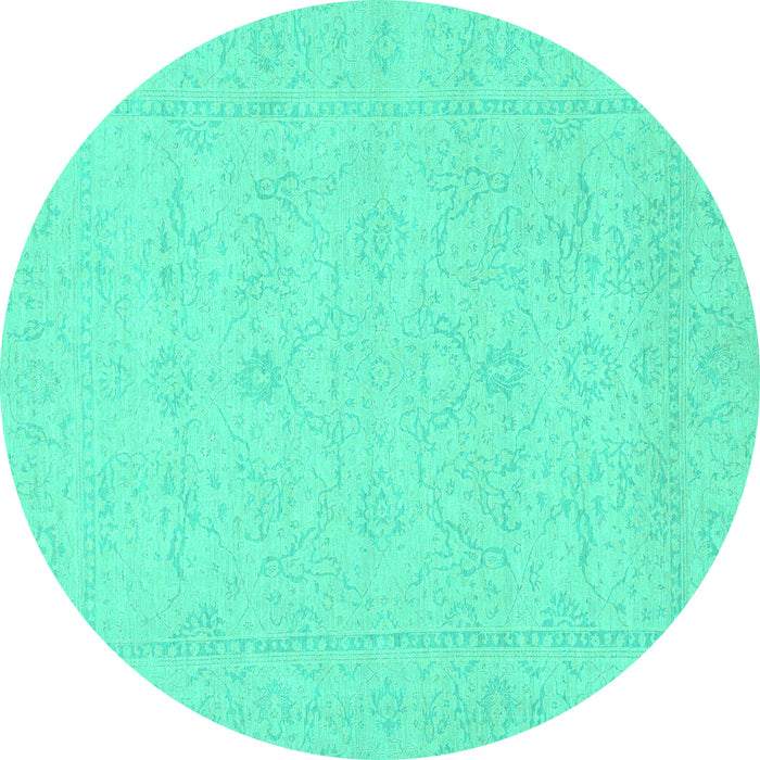 Round Machine Washable Abstract Turquoise Modern Area Rugs, wshabs2755turq
