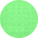 Round Abstract Emerald Green Modern Rug, abs2755emgrn