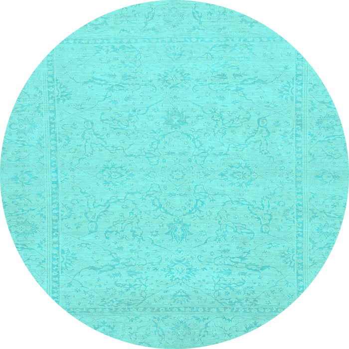 Round Abstract Light Blue Modern Rug, abs2755lblu