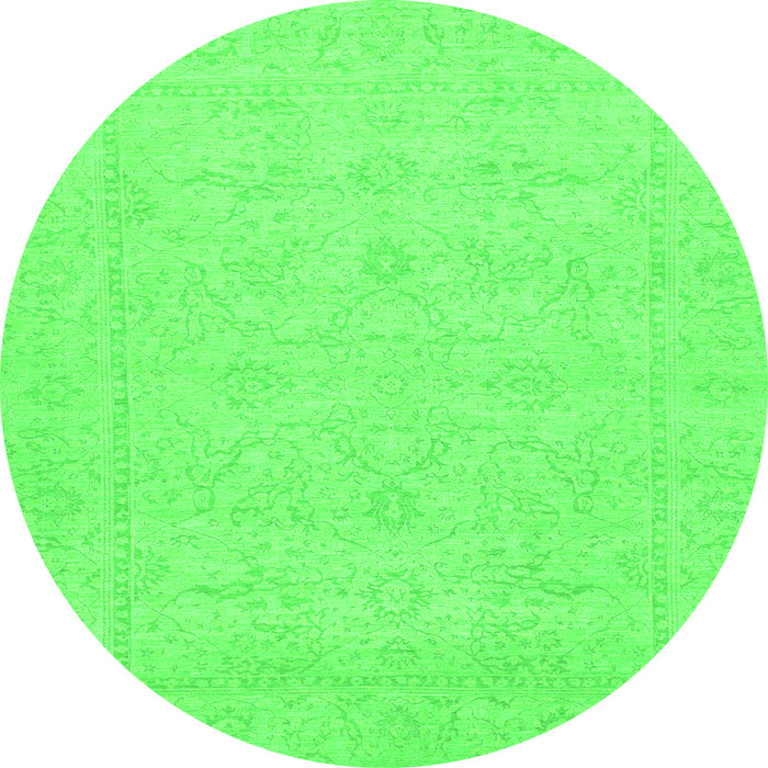 Round Abstract Green Modern Rug, abs2755grn