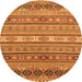 Round Abstract Orange Modern Rug, abs2756org