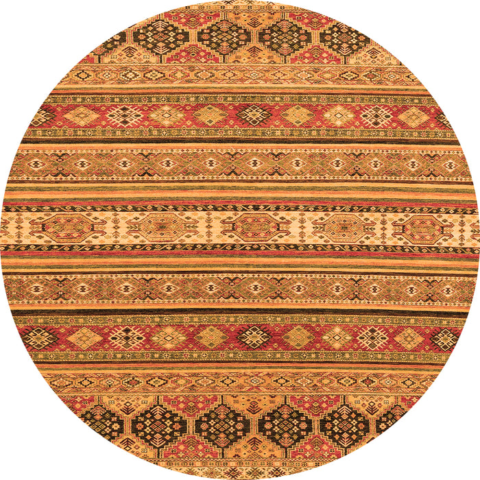 Round Machine Washable Abstract Orange Modern Area Rugs, wshabs2756org