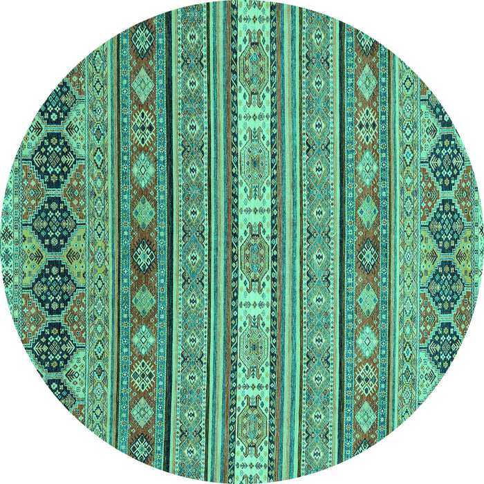 Round Machine Washable Abstract Turquoise Modern Area Rugs, wshabs2756turq
