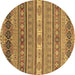 Round Abstract Brown Modern Rug, abs2756brn