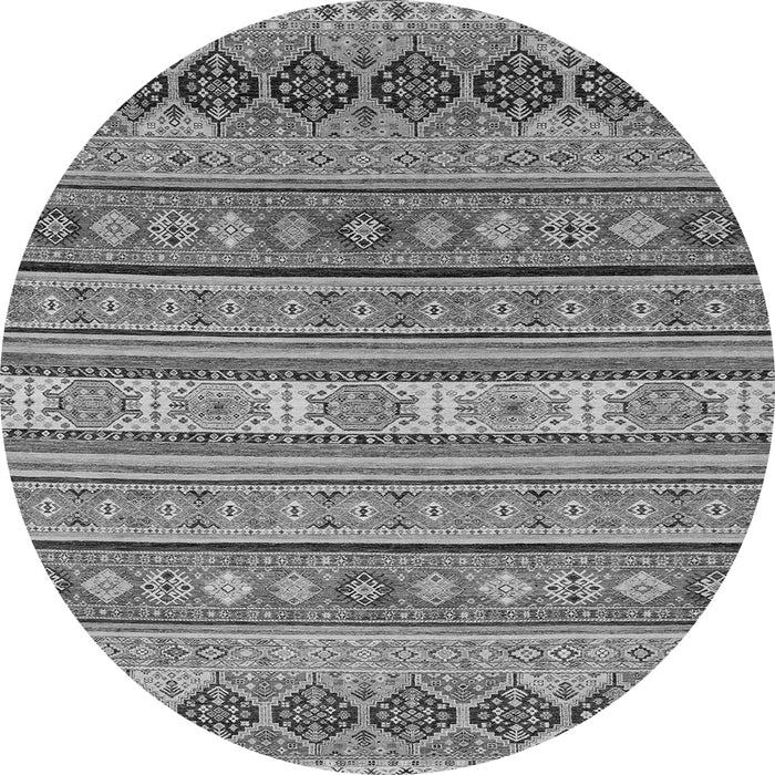 Round Machine Washable Abstract Gray Modern Rug, wshabs2756gry