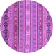 Round Machine Washable Abstract Purple Modern Area Rugs, wshabs2756pur