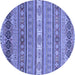 Round Abstract Blue Modern Rug, abs2756blu