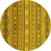 Round Abstract Yellow Modern Rug, abs2756yw