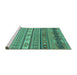 Sideview of Machine Washable Abstract Turquoise Modern Area Rugs, wshabs2756turq