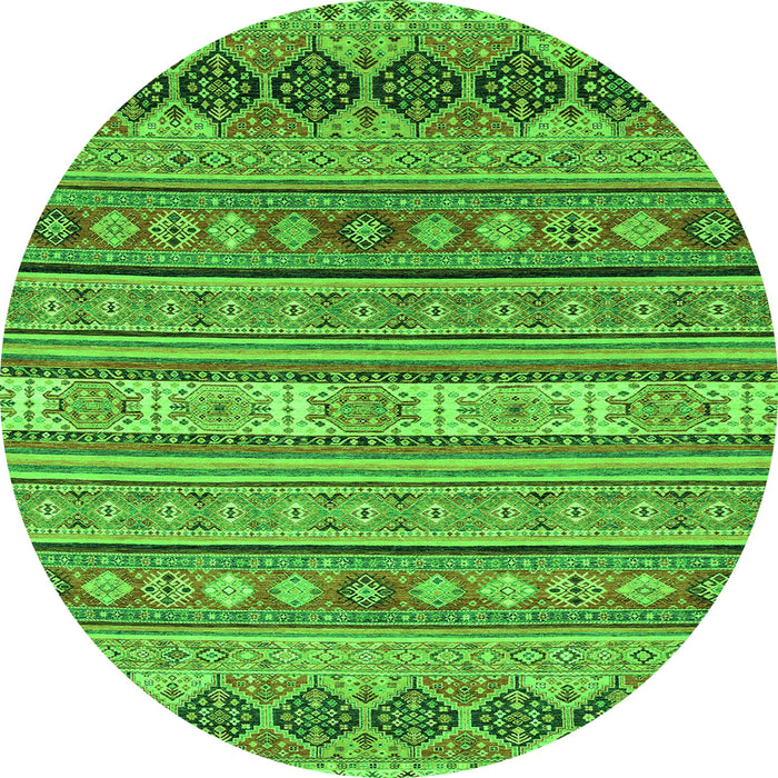 Round Machine Washable Abstract Green Modern Area Rugs, wshabs2756grn