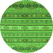 Round Machine Washable Abstract Green Modern Area Rugs, wshabs2756grn