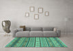 Machine Washable Abstract Turquoise Modern Area Rugs in a Living Room,, wshabs2756turq