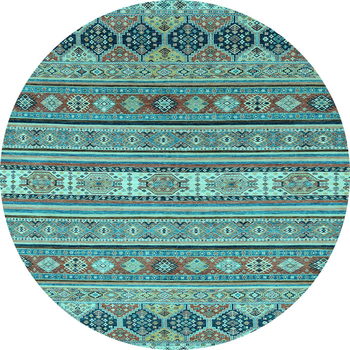 Round Abstract Light Blue Modern Rug, abs2756lblu
