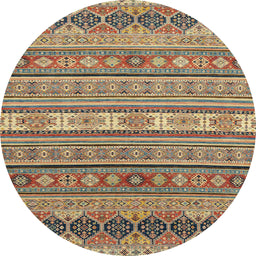 Round Abstract Chestnut Brown Modern Rug, abs2756