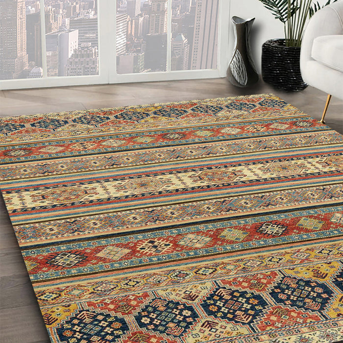 Machine Washable Abstract Chestnut Brown Rug in a Family Room, wshabs2756