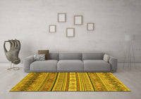 Machine Washable Abstract Yellow Modern Rug, wshabs2756yw