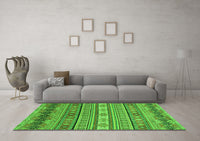 Machine Washable Abstract Green Modern Rug, wshabs2756grn