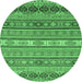 Round Abstract Emerald Green Modern Rug, abs2756emgrn