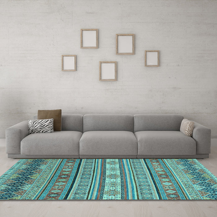 Machine Washable Abstract Light Blue Modern Rug in a Living Room, wshabs2756lblu