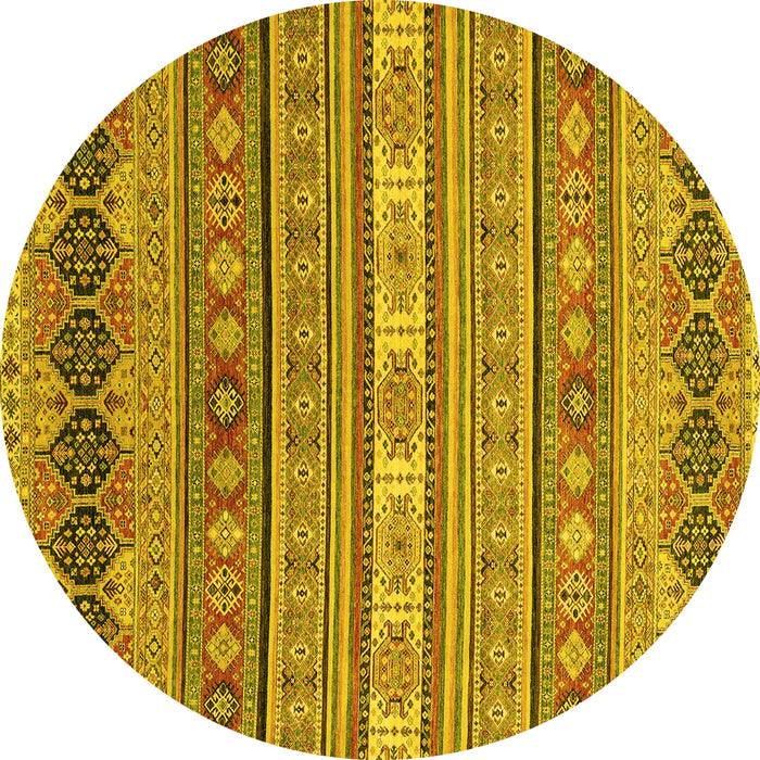 Round Machine Washable Abstract Yellow Modern Rug, wshabs2756yw