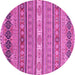 Round Machine Washable Abstract Pink Modern Rug, wshabs2756pnk