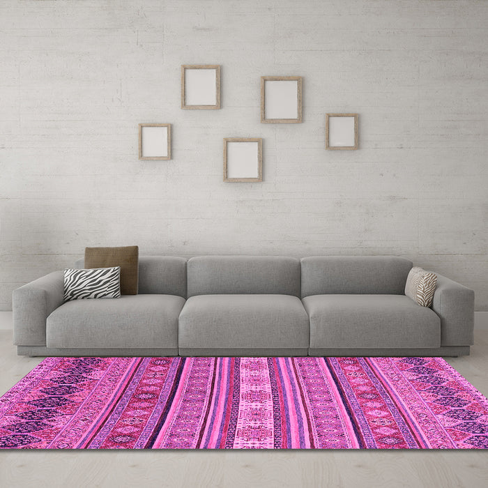 Machine Washable Abstract Pink Modern Rug in a Living Room, wshabs2756pnk