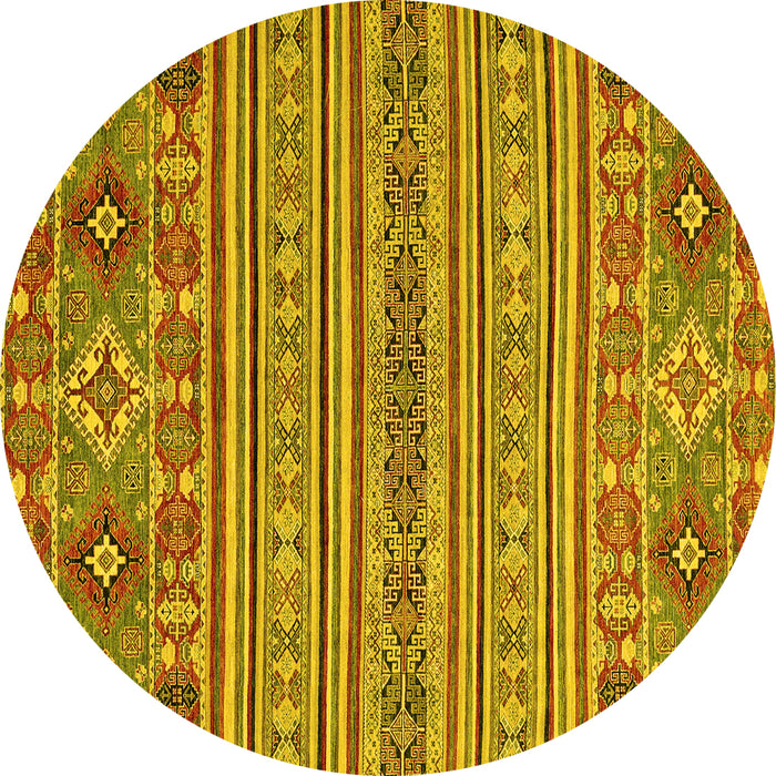 Round Abstract Yellow Modern Rug, abs2757yw