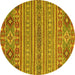 Round Abstract Yellow Modern Rug, abs2757yw