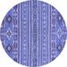 Round Machine Washable Abstract Blue Modern Rug, wshabs2757blu