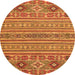 Round Abstract Orange Modern Rug, abs2757org