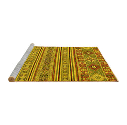 Sideview of Machine Washable Abstract Yellow Modern Rug, wshabs2757yw