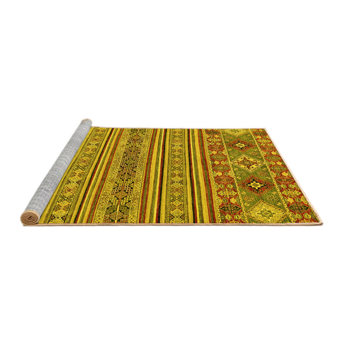 Sideview of Machine Washable Abstract Yellow Modern Rug, wshabs2757yw